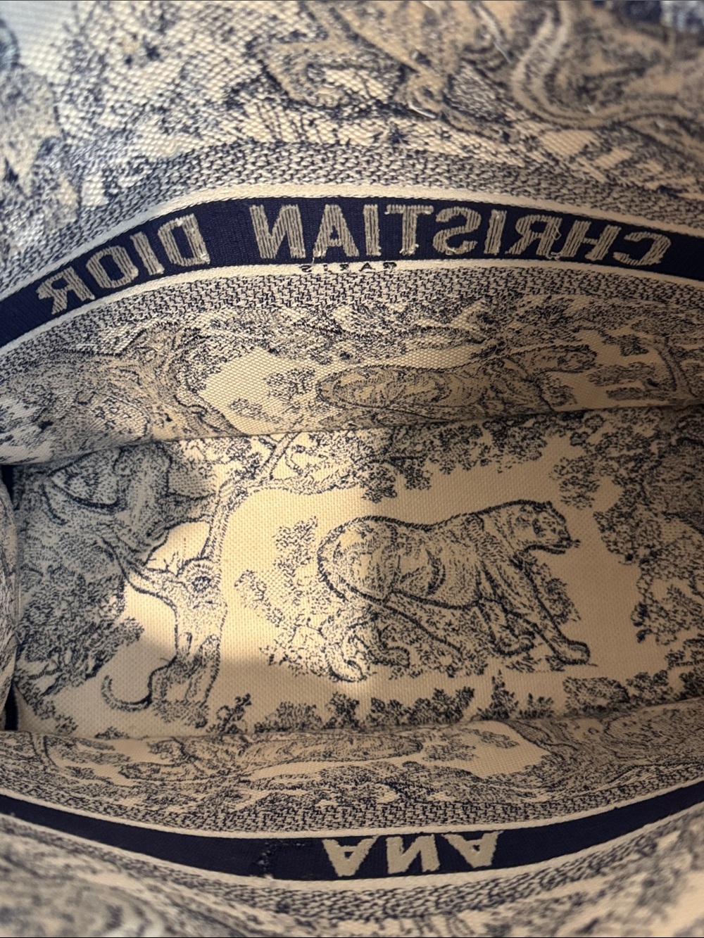 LARGE Dior Toile de Jouy Tote in Navy and White - Personalized ANA - Picture 4 of 6